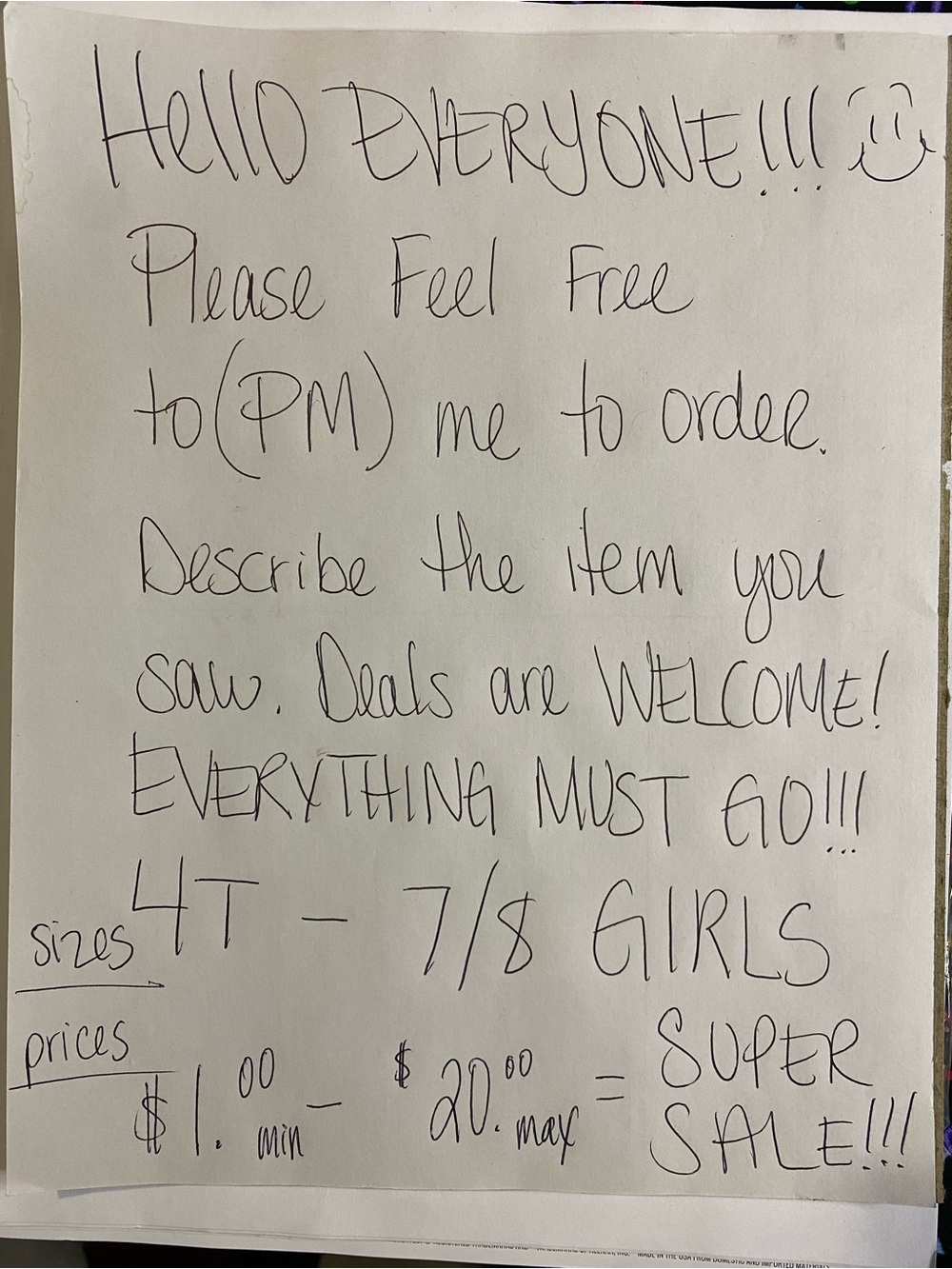 Directly Message me to purchase the items of your choice!